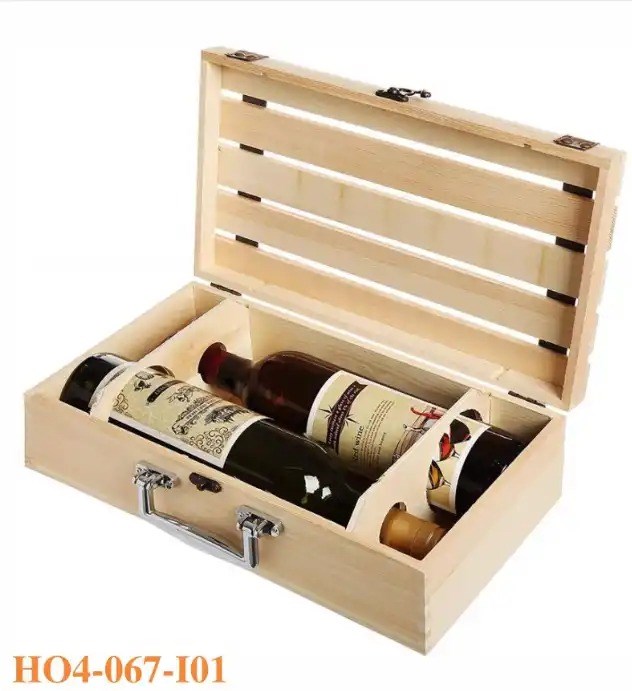 hộp rượu gỗ thông đôi nan hở HO4-067-I01
