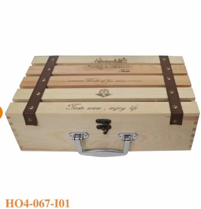 hộp rượu gỗ thông đôi nan hở HO4-067-I01